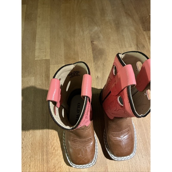 Old West CW2552Y Cowboy Boots Leather Upper Pink & Brown Toddler size US 4.5 - Picture 5 of 15